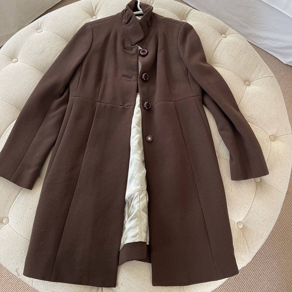 J. Crew Chocolate Brown Wool Blend Single-Breasted Coat